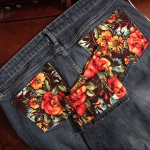 Floral paneled jeans